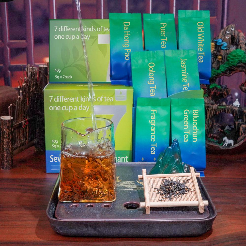 Seven Samples Package Tea SevenDay Tea Covenant(40g*7pack)Whitetea:5g Oolong tea:7g Biluochun: 5gDahongpao:8g vinjunmei:5g RawPu'er tea: 5g Jasmine Tea 5g - Image 4