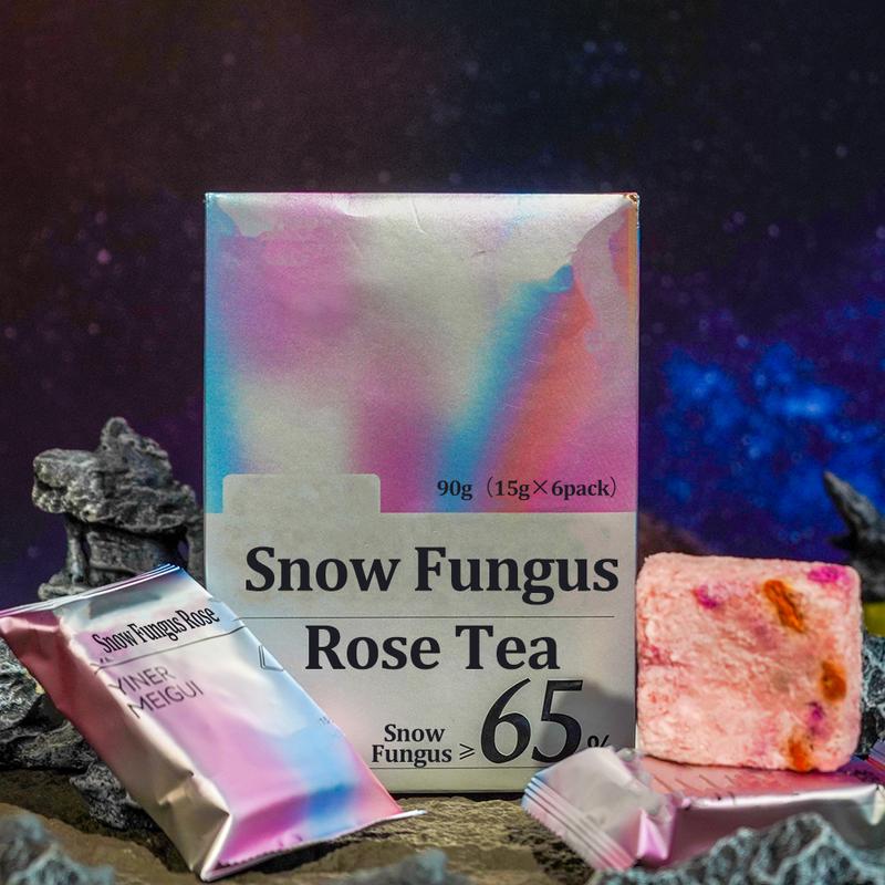 Sparrow‘s Nest Snow Fungus Rose Tea 90g(15g×6pack) 65% Snow Fungus Rose Goji Edible Bird's Nest Peach - Image 3