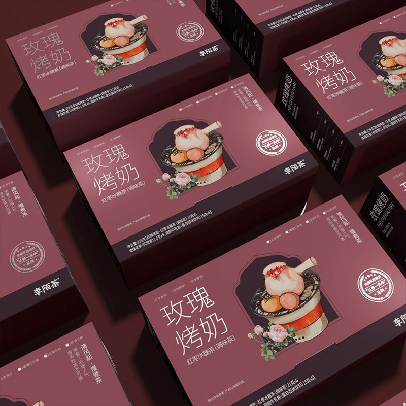 Rose Baked Milk Tea 1 Carton 6 DrinksWith Red Dates, Rock Sugar, Longan,Goji Berry, New Zealand Milk, GoldenNeedle Black Tea - Image 4