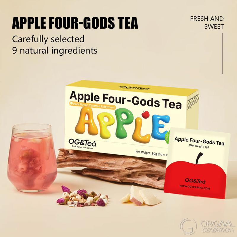 Apple Four God Tea 80g (8g x 10 packs) With Lotus Seed, Pear, Apple, Rose, Chinese Yam, Poria Cocos, Gorgon Fruit, Dragon Fruit, Hawthorn - Image 4