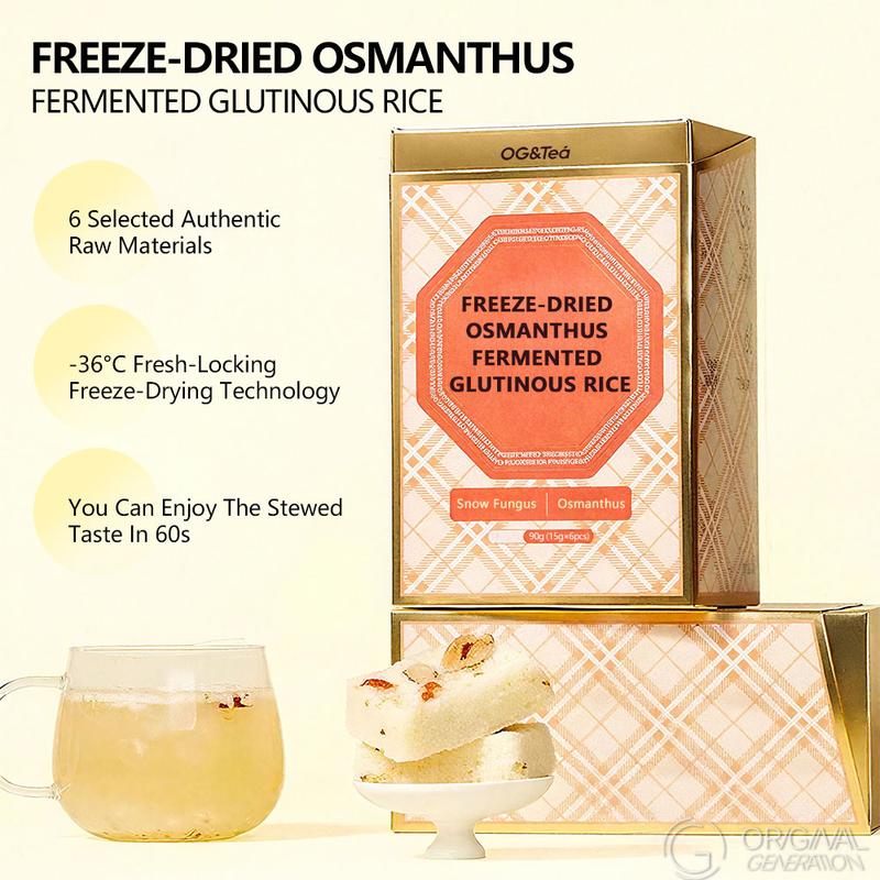 Sweet Soup with Osmanthus, Tremella and Rice Wine 90g( 6pcs×15g)With Osmanthus,Snow Fungus,Rock Sugar,Jujube,Wolfberry,Sticky Rice Sweet Soup with Osmanthus, Tremella and Rice Wine 90g( 6pcs×15g)With Osmanthus,Snow Fungus,Rock Sugar,Jujube,Wolfberry,Sticky Rice
