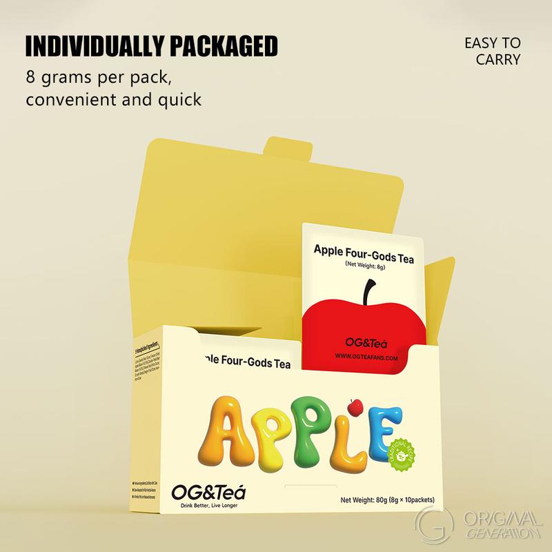 Apple Four God Tea 80g (8g x 10 packs) With Lotus Seed, Pear, Apple, Rose, Chinese Yam, Poria Cocos, Gorgon Fruit, Dragon Fruit, Hawthorn - Image 2