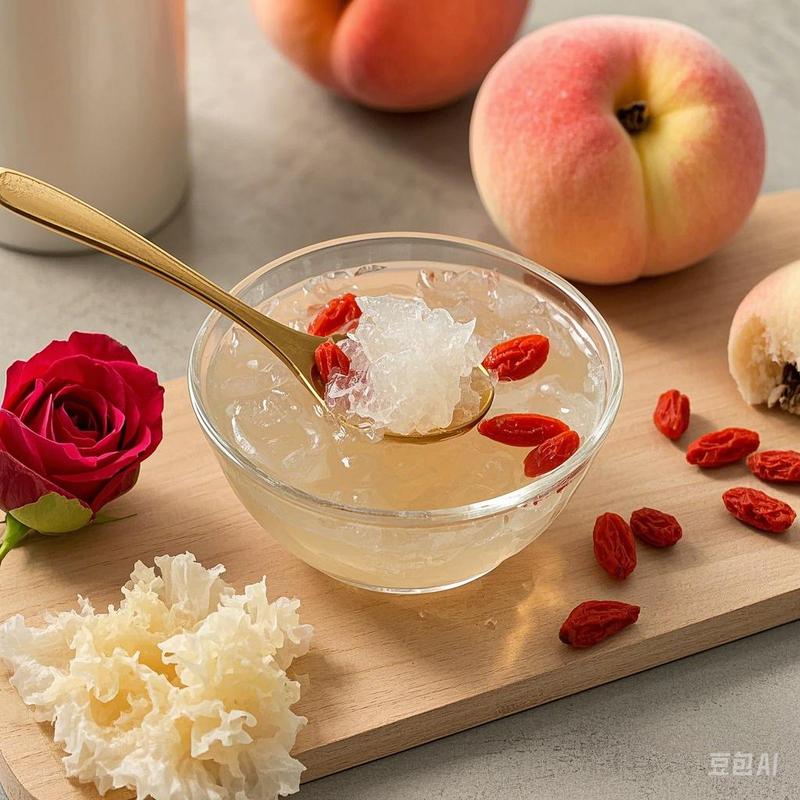 Sparrow‘s Nest Snow Fungus Rose Tea 90g(15g×6pack) 65% Snow Fungus Rose Goji Edible Bird's Nest Peach - Image 6